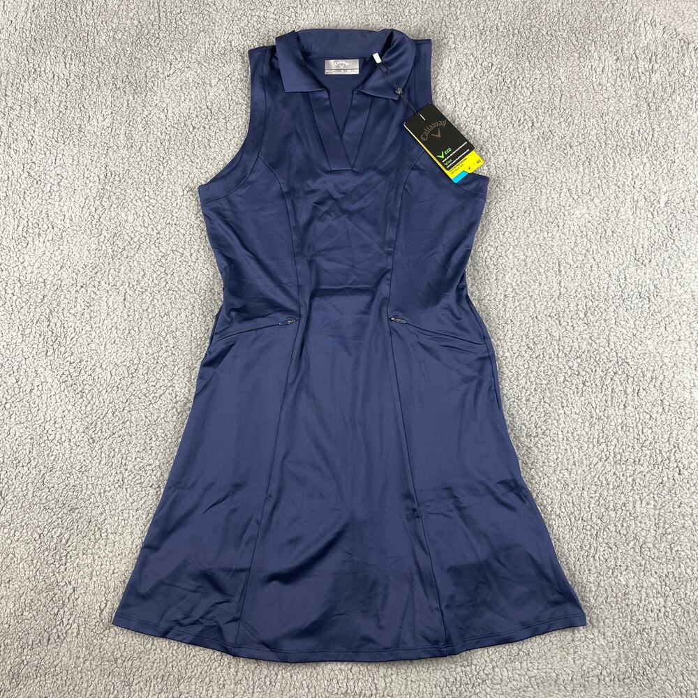 Callaway Women's XS Peacoat Blue Sleeveless Flounce Golf Dress w/ Shorts